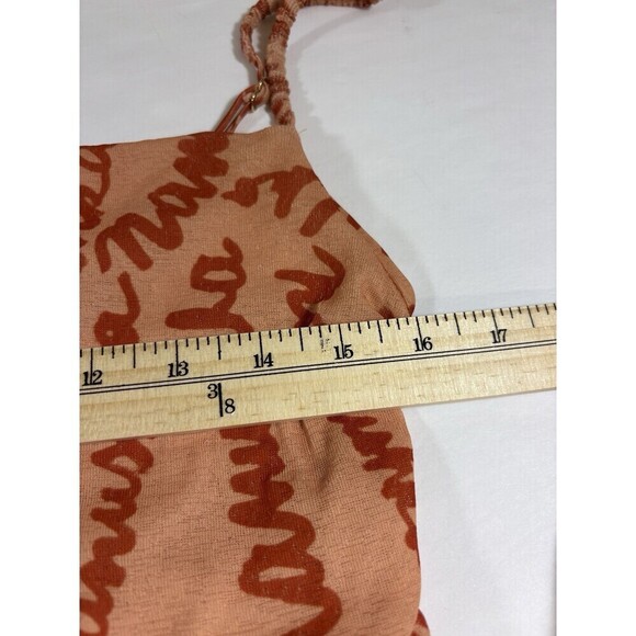 Nanushka Alexa Maxi Dress Orange Peach Logo Print Large Cinched Ruched Bodycon - Picture 6 of 16